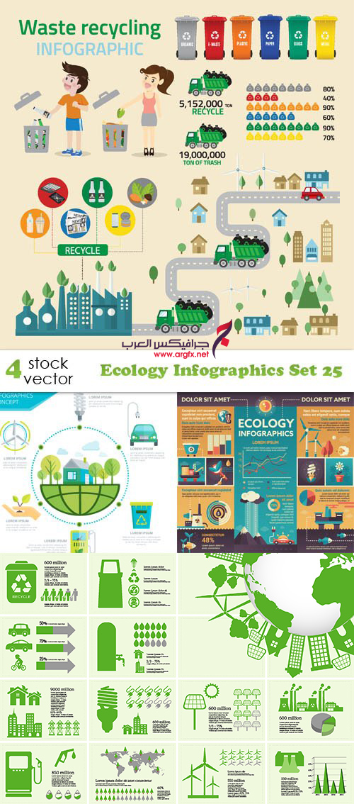  Vectors - Ecology Infographics Set 25