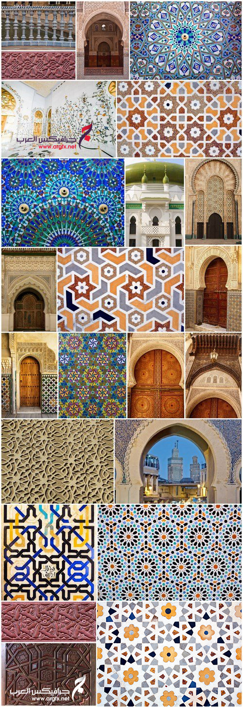  Arab ornaments and elements of architecture - 23xUHQ JPEG Photo Stock