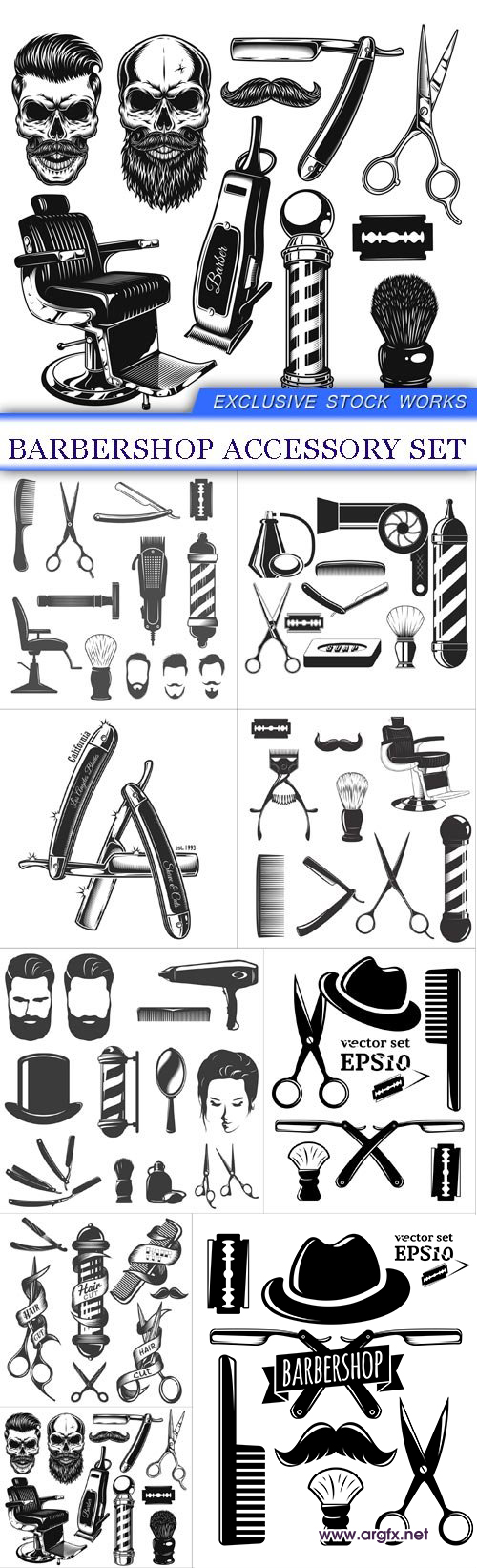  Barbershop accessory set 9X EPS