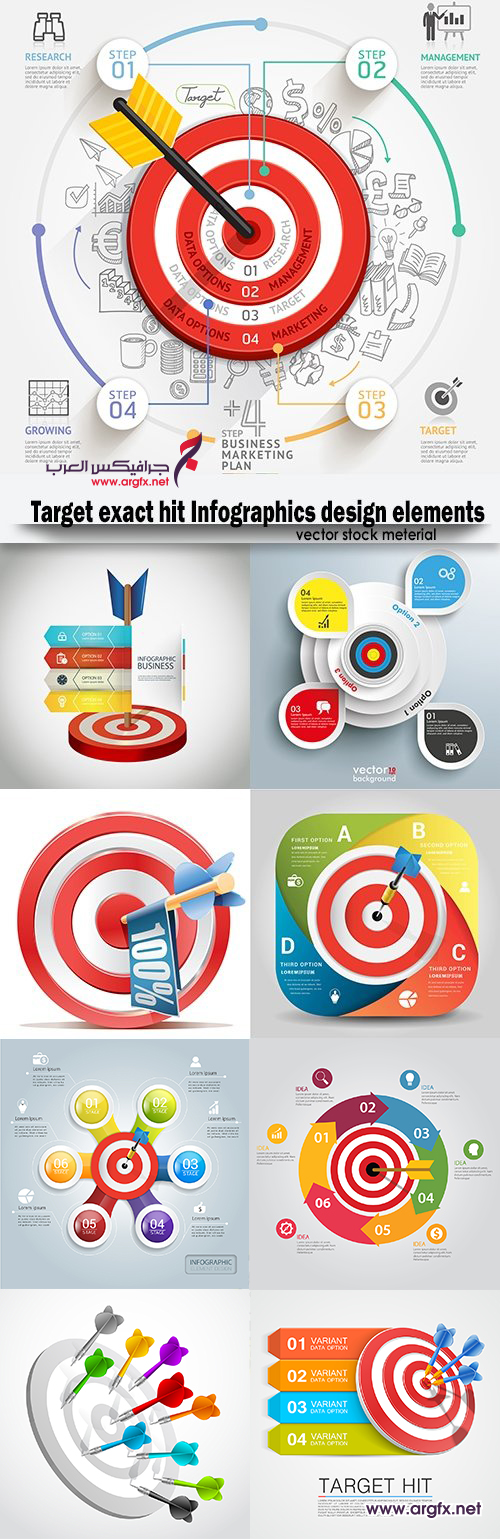 Target exact hit Infographics design elements