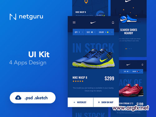 Shoes eCommerce Mobile App UI Kit PSD Template