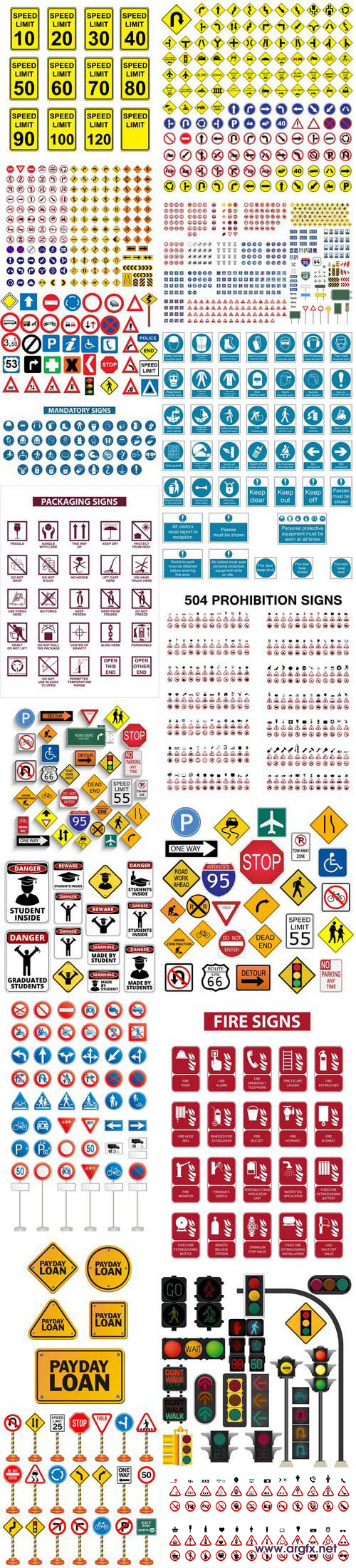  Road signs & under construction 2 - 18xEPS