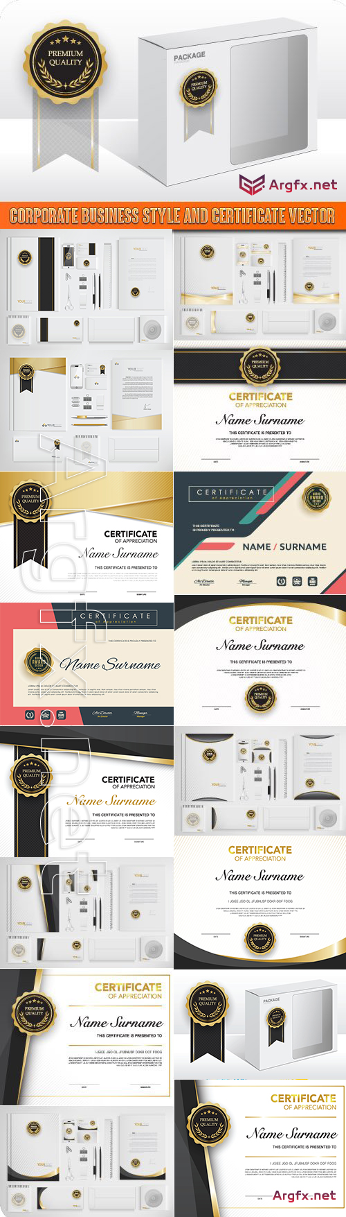  Corporate business style and certificate vector