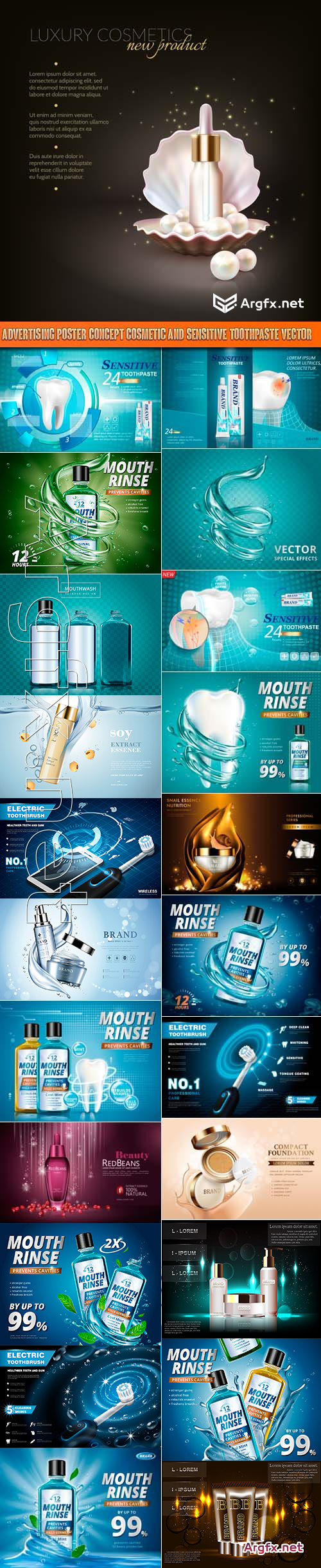  Advertising Poster Concept Cosmetic and Sensitive Toothpaste vector