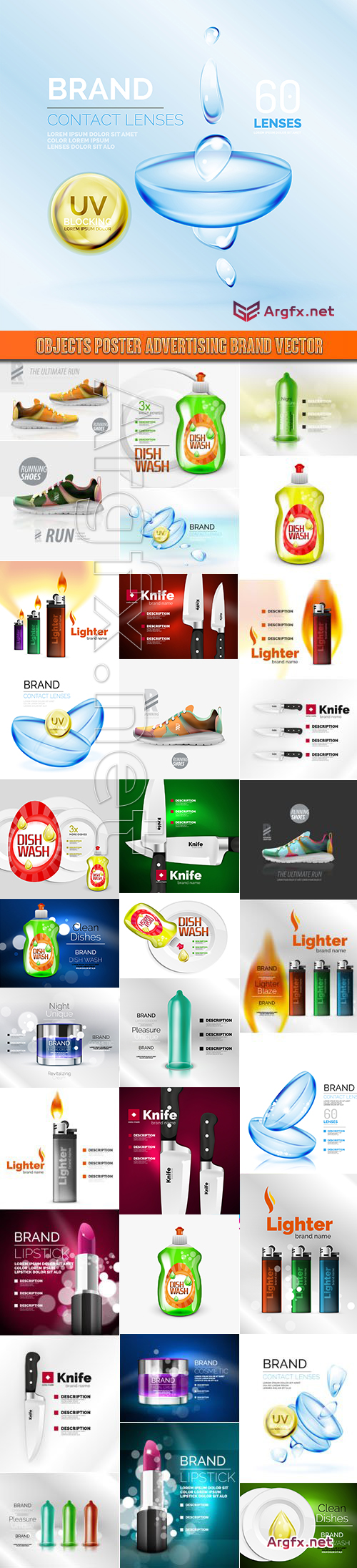  Objects poster advertising brand vector