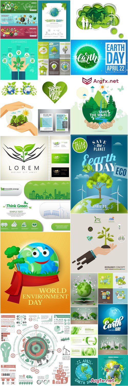  Earth Day Eco Concept - 25 Vector