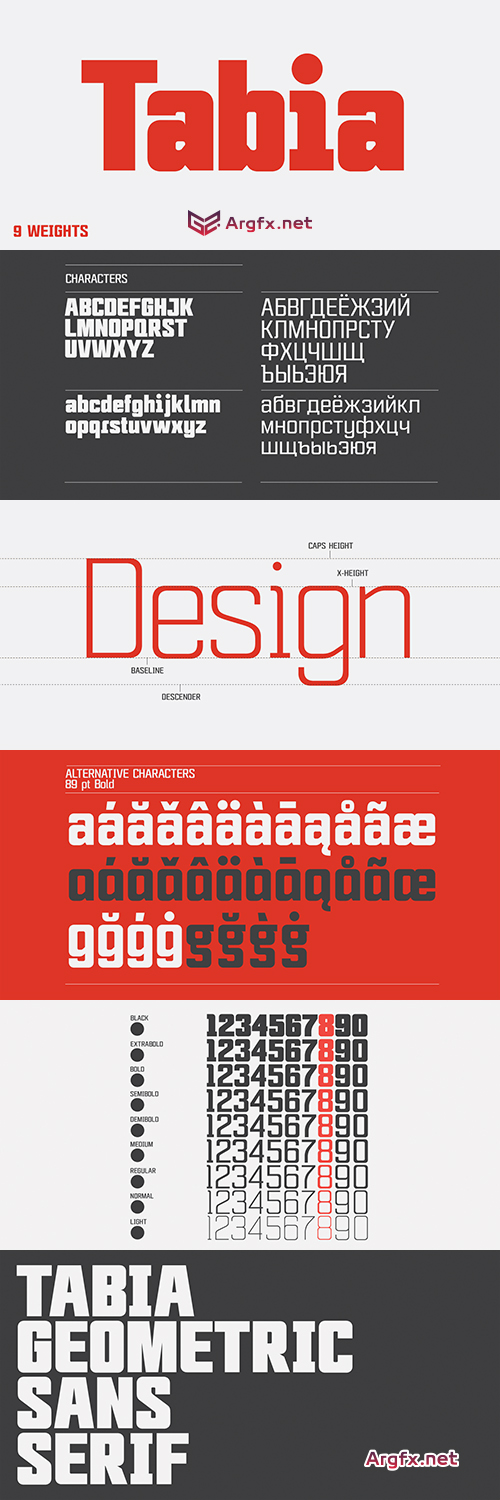 Tabia Font Family - 9 Fonts for $119