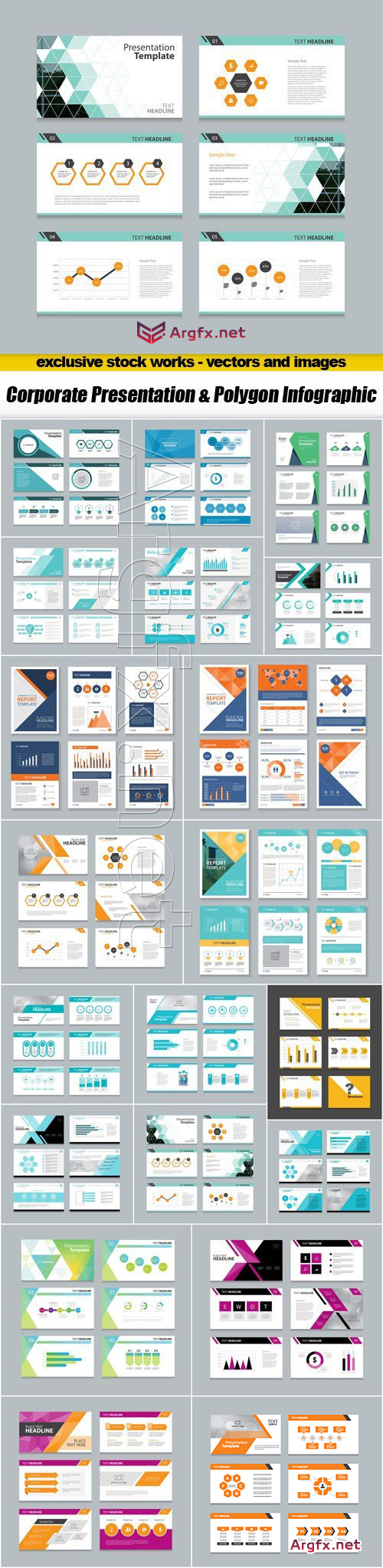 Сorporate Presentation & Polygon Infographic - 20xEPS