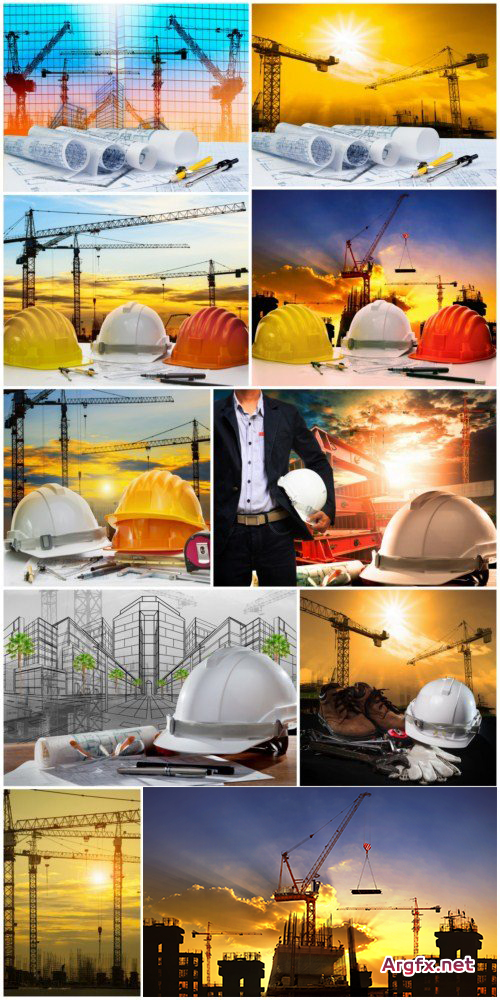 Civil engineer working table with safety helmet 10X JPEG
