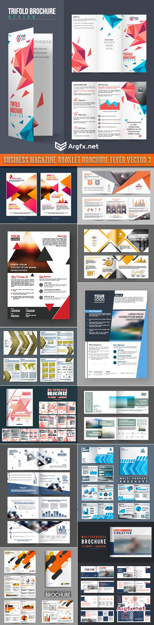 Business magazine booklet brochure flyer vector 3