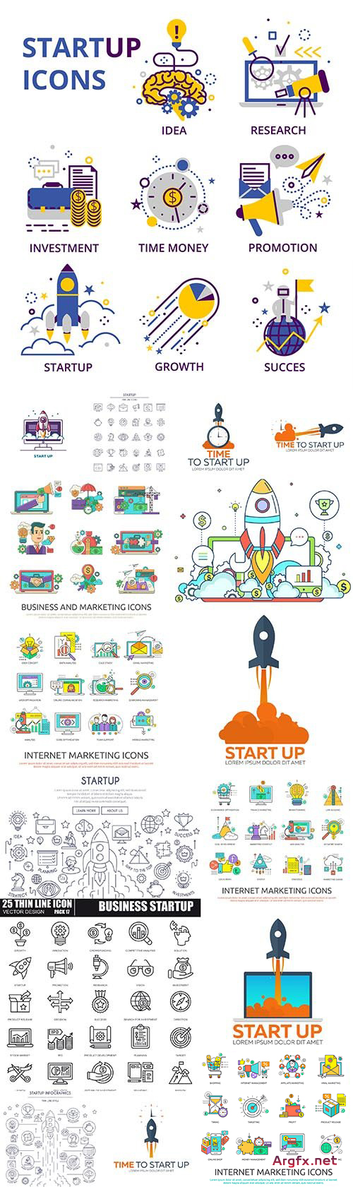 Start Up Business Icon and Logos - Internet Marketing