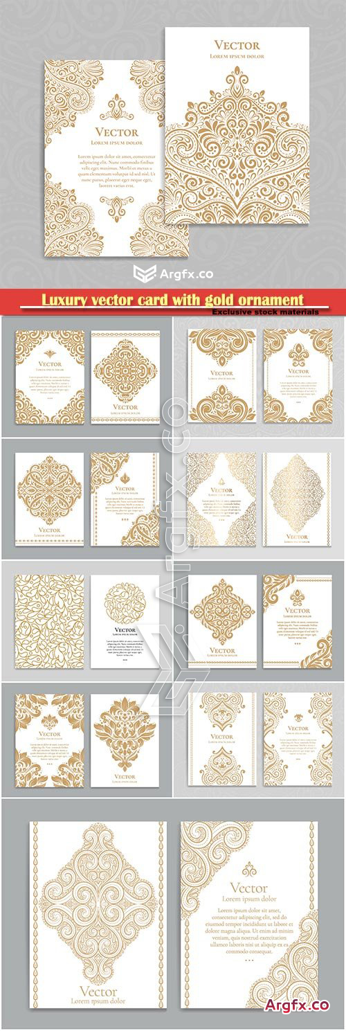  Luxury vector card with gold ornament