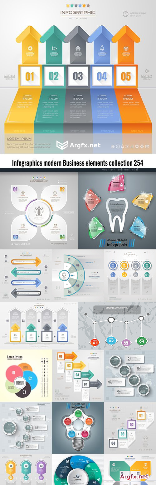  Infographics modern Business elements collection 254