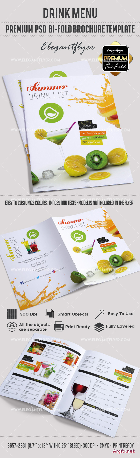 Bar Menu – Premium Bi-Fold PSD Brochure Template Food menu