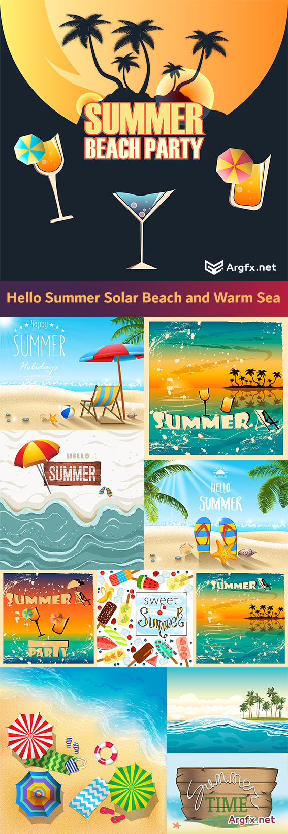 Hello summer solar beach and warm sea