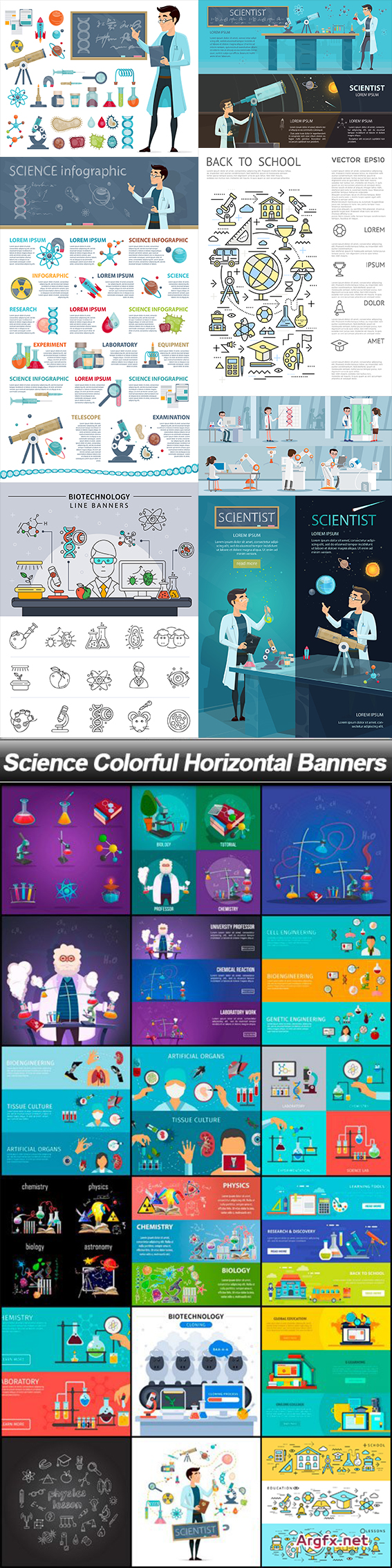 Science Colorful Horizontal Banners - 25 EPS